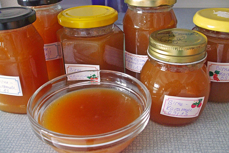 Birnenmarmelade mit Karamell