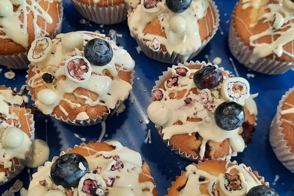 Weiße Schokoladen - Blaubeer Muffins