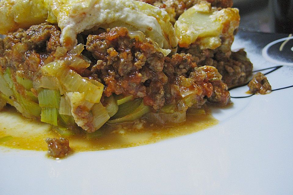 Kartoffel - Lasagne mit Porree