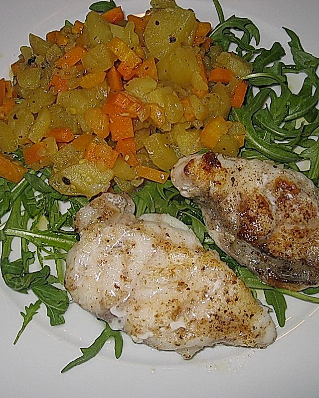 Seeteufel mit warmem Kartoffel - Möhren - Salat