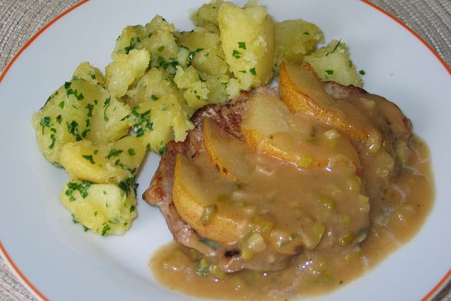 Schweinekoteletts mit Birnen und Apfel - Salbei - Sauce von sighce ...