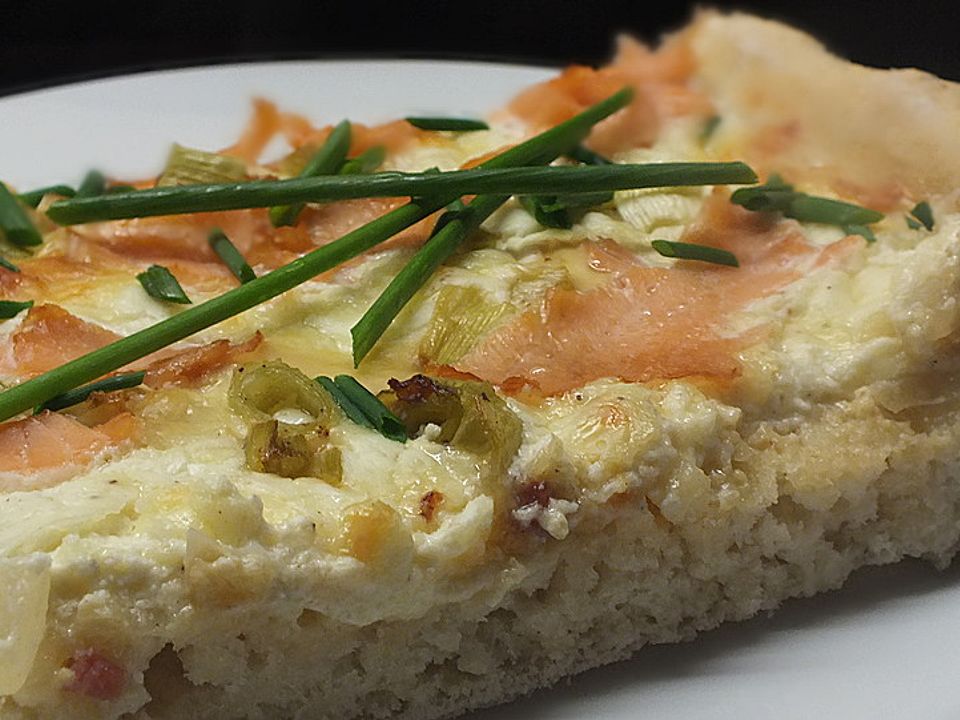 Flammkuchen mit Lauch und Lachs von meret| Chefkoch