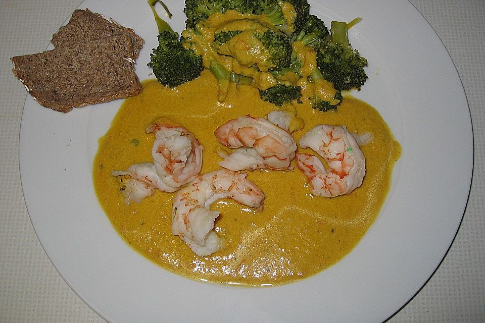 Riesengarnelen in Curry - Apfel Sauce