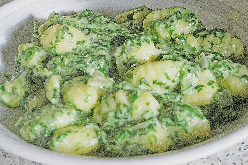 Gnocchi in Spinatkäsesoße