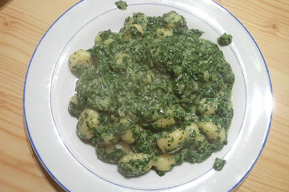 Gnocchi in Spinatkäsesoße