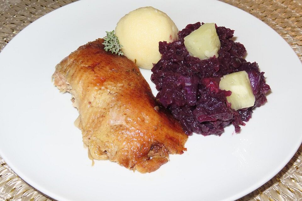 Thymian - Ente mit Ananas - Rotkohl