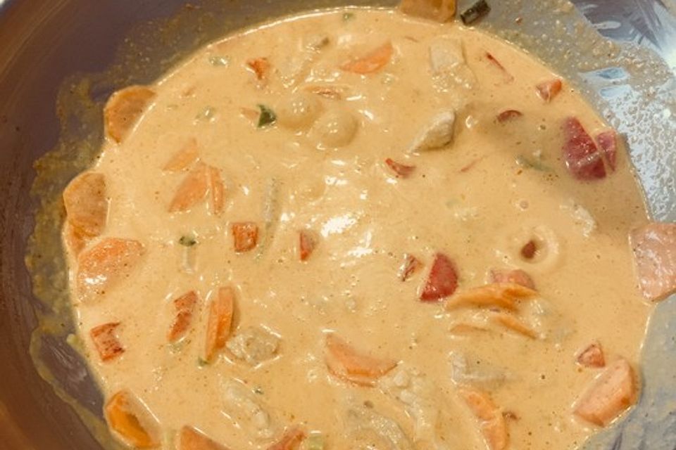 Rotes Thai-Curry mit Hähnchen