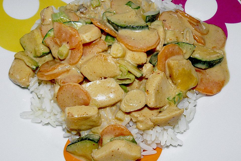 Rotes Thai-Curry mit Hähnchen