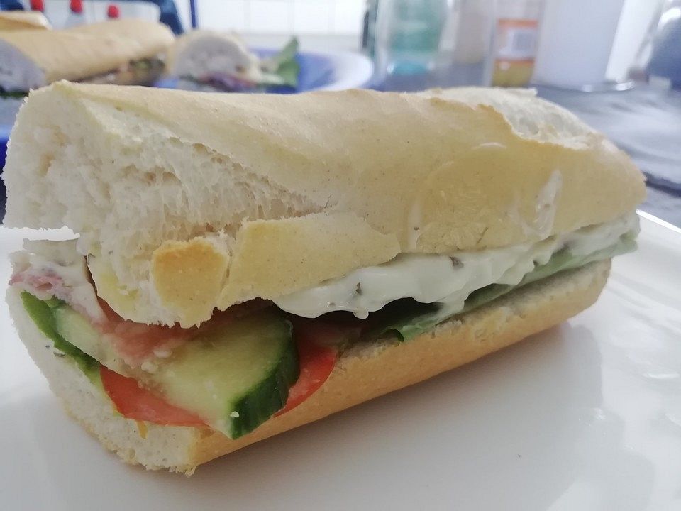 Dreadys Schinken - Käse - Baguette mit Krautsalat und Ei von Dready ...