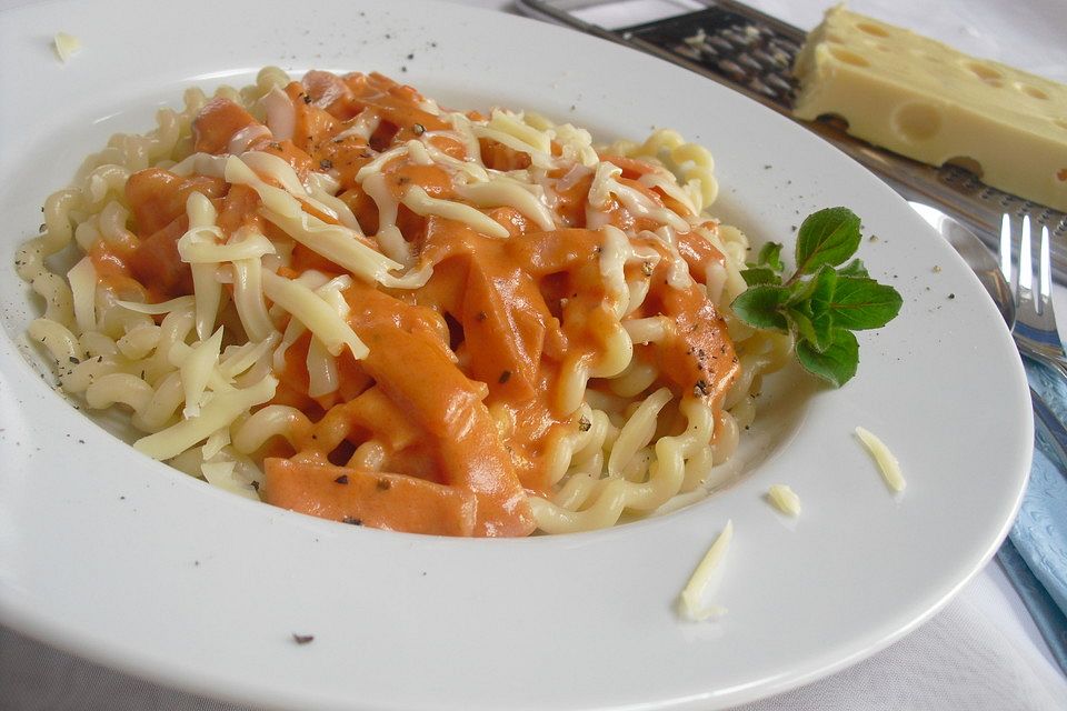 Pasta mit Schinken - Käse - Sahne Soße