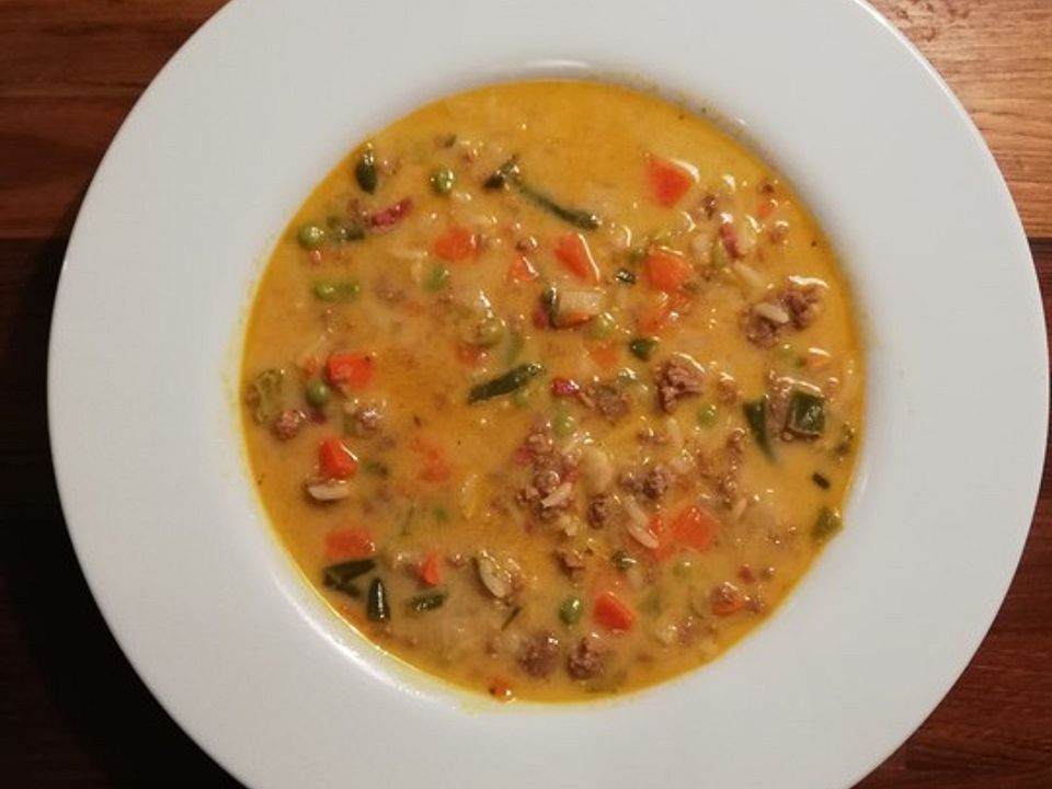 Schnelle Gemüsesuppe mit Reis und Hackfleisch von Mecki65| Chefkoch