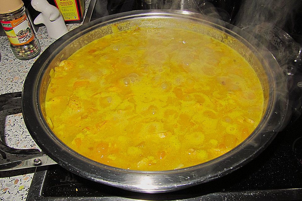 Putencurry in Sherry - Mango - Orangen - Pfirsich - Soße