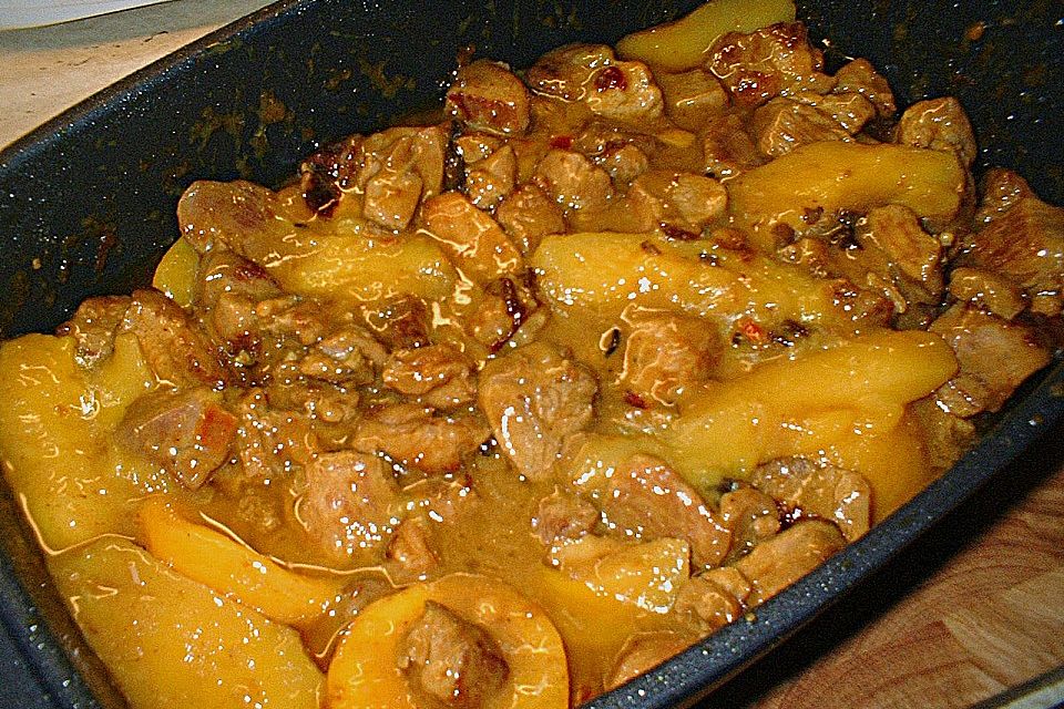 Putencurry in Sherry - Mango - Orangen - Pfirsich - Soße