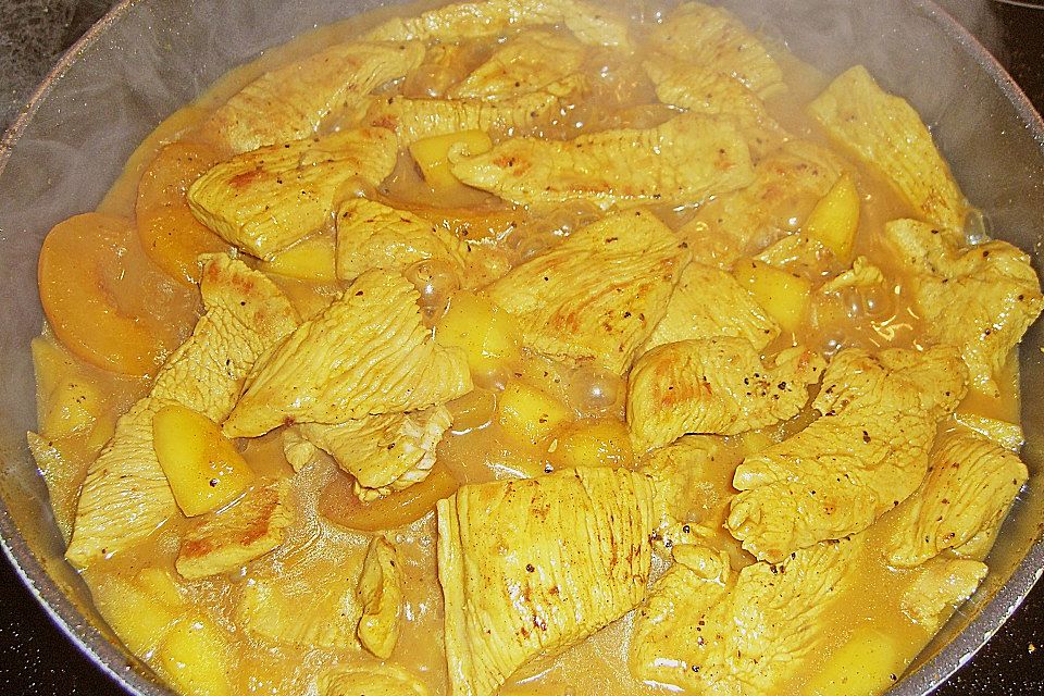 Putencurry in Sherry - Mango - Orangen - Pfirsich - Soße