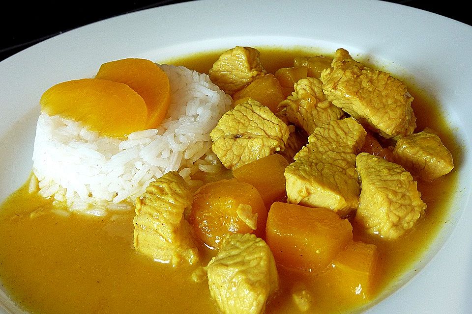 Putencurry in Sherry - Mango - Orangen - Pfirsich - Soße