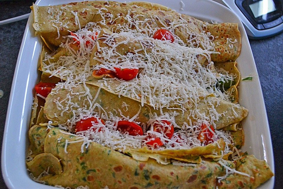 Bärlauch - Pfannkuchen mit Spargel - Schinkenfüllung