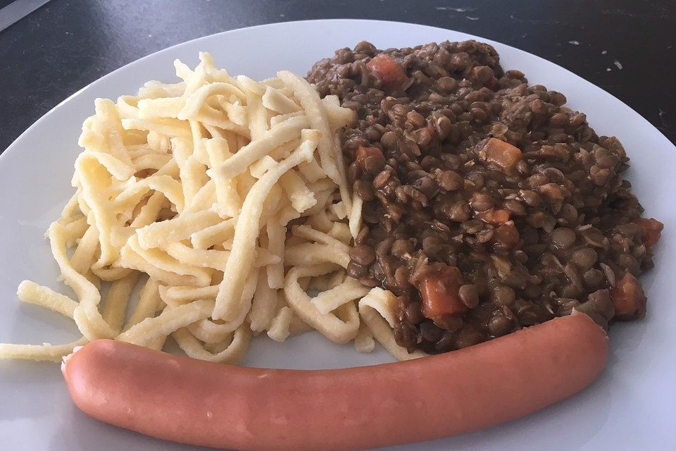 Linsen mit Spätzle und Saiten