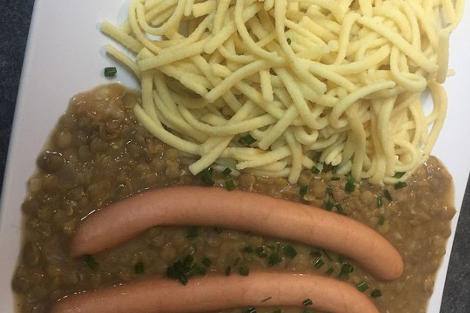 Linsen mit Spätzle und Saiten