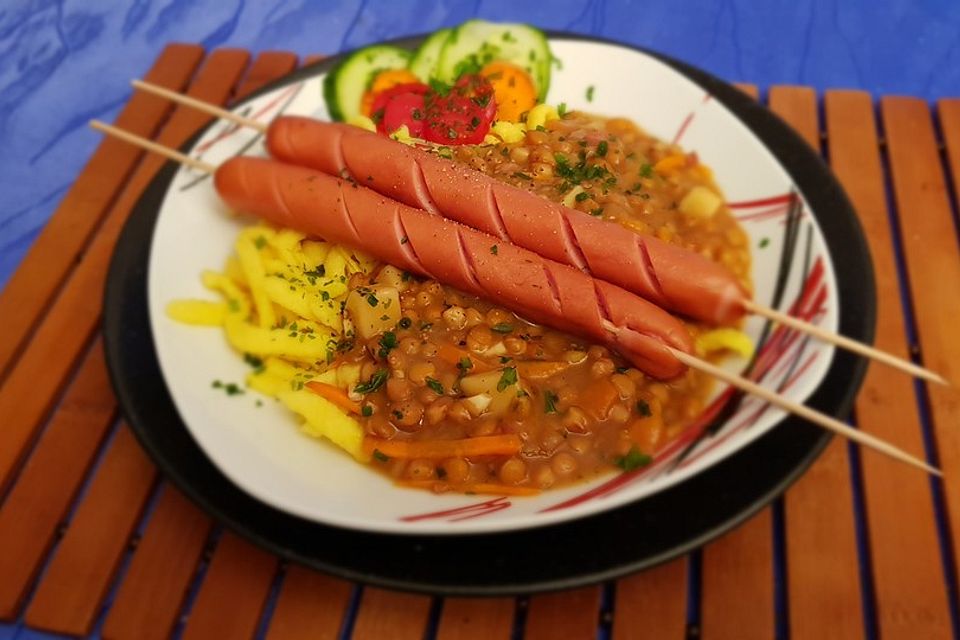 Linsen mit Spätzle und Saiten