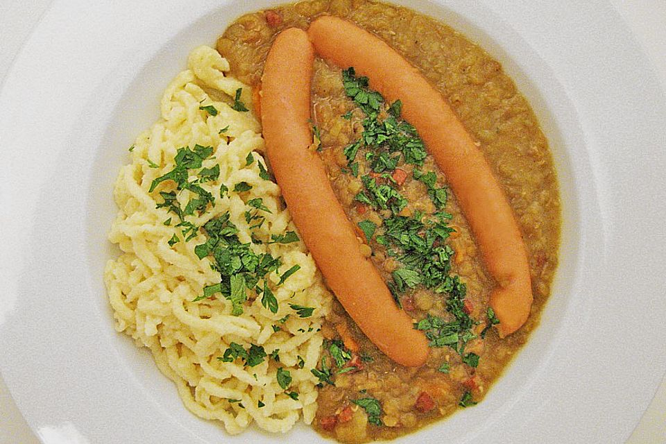 Linsen mit Spätzle und Saiten