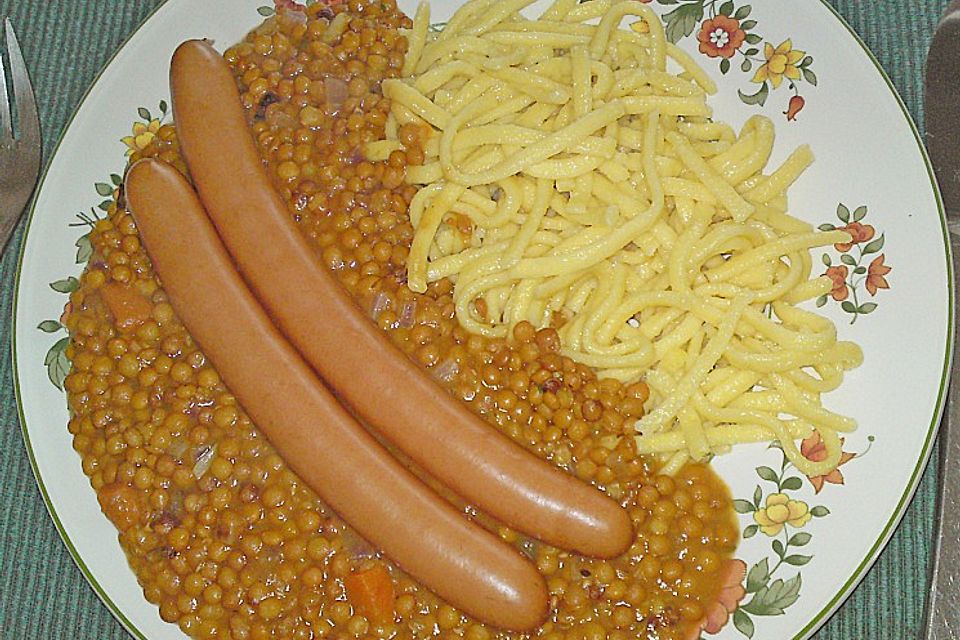 Linsen mit Spätzle und Saiten