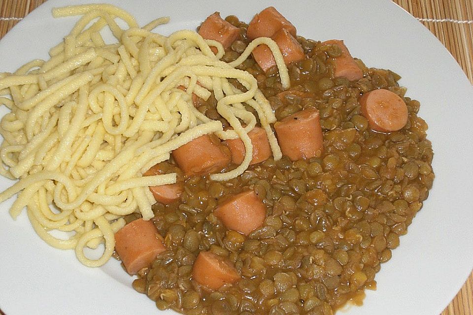 Linsen mit Spätzle und Saiten