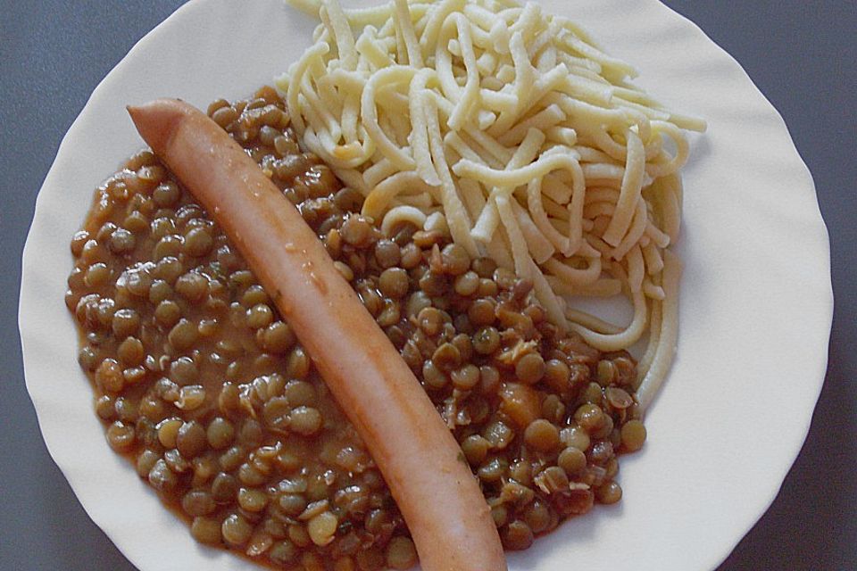 Linsen mit Spätzle und Saiten