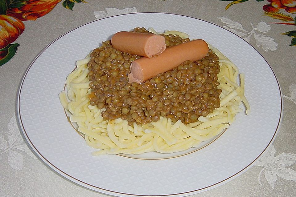 Linsen mit Spätzle und Saiten