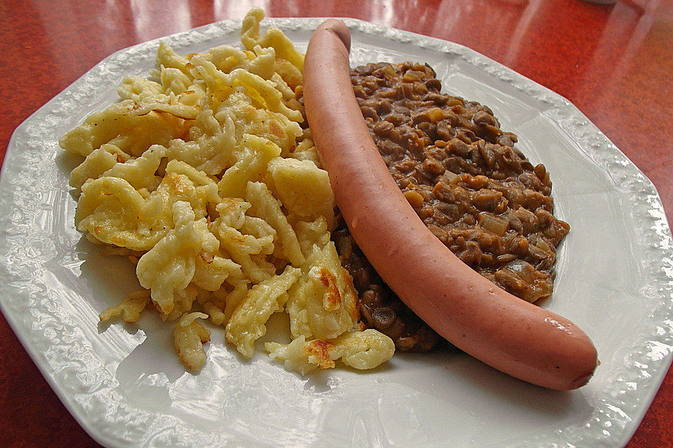 Linsen mit Spätzle und Saiten