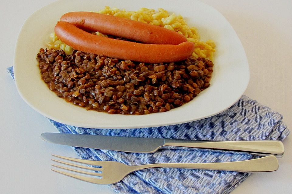 Linsen mit Spätzle und Saiten