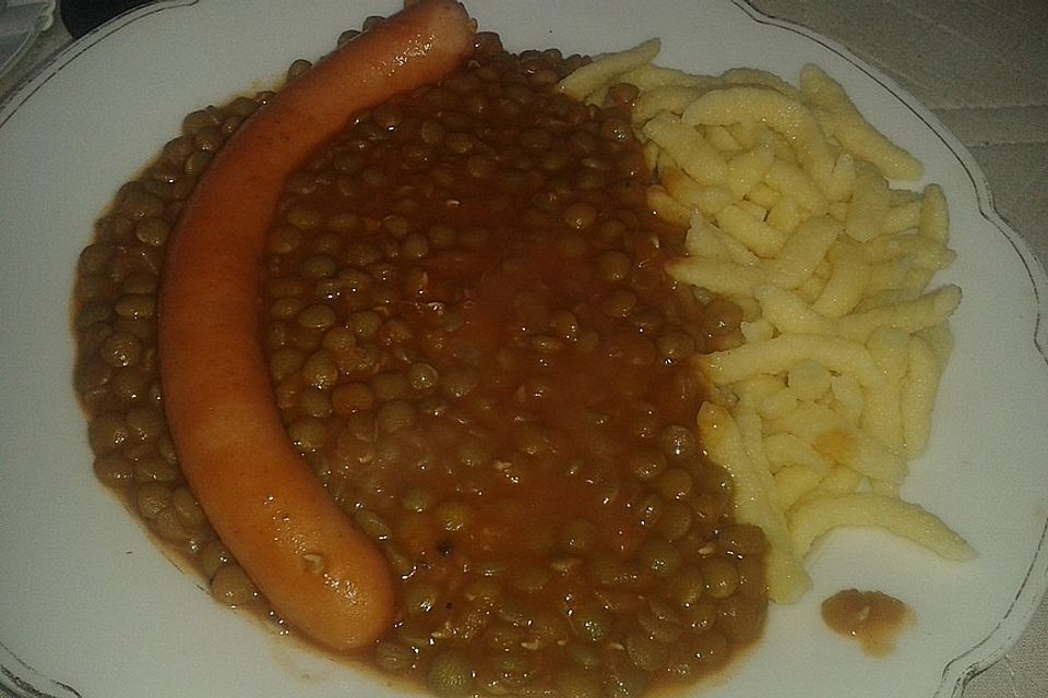 Linsen mit Spätzle und Saiten