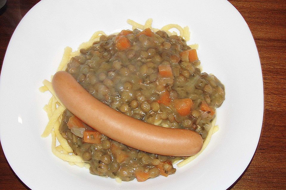 Linsen mit Spätzle und Saiten