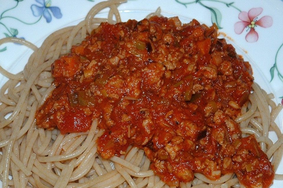 Soße nach Bolognese - Art mit Sojagranulat