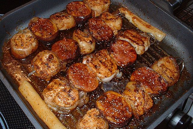 Schweinefiletspieße mit Feigen, grünem Pfeffer und selbstgemachten ...