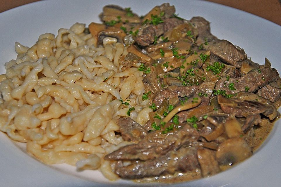 Inges Boeuf Stroganoff für zwei