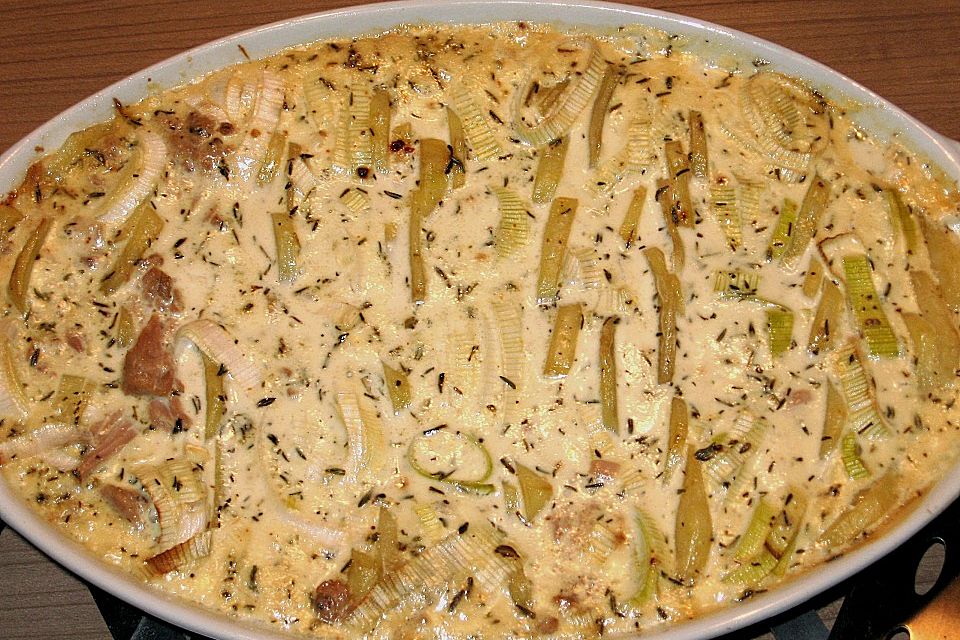 Kartoffel - Gratin mit Thunfisch und Lauch