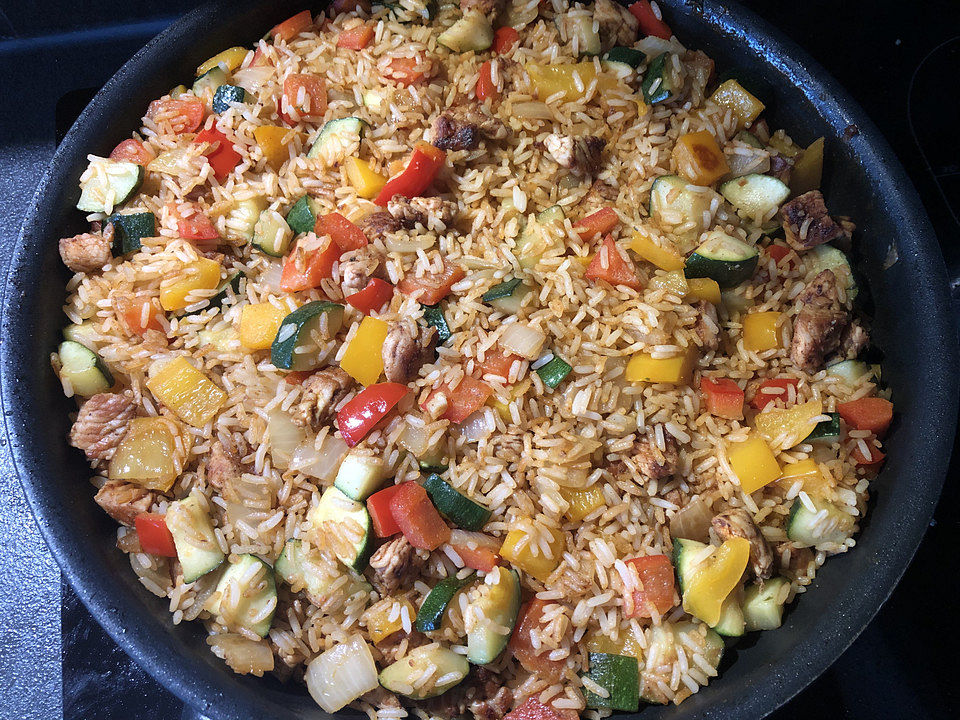 Puten-Reis-Pfanne mit Paprika und Zucchini| Chefkoch