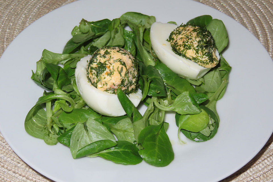 Inges Eier mit Krabben - Dill - Füllung