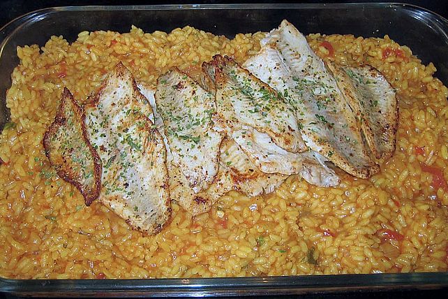 Eglifilet nature auf Safran - Tomaten Risotto von Temperator| Chefkoch