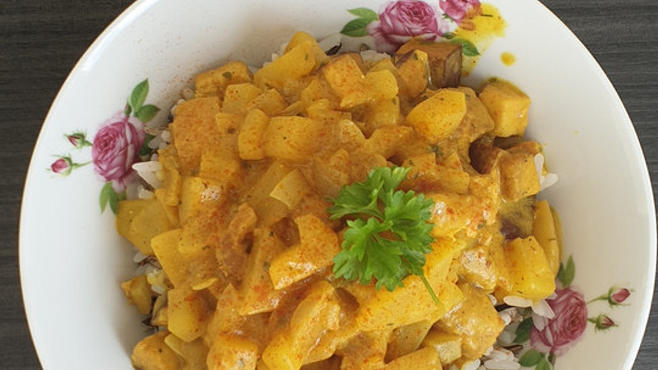 Tofu-Mango-Curry mit Erdnuss-Sauce von Bovi