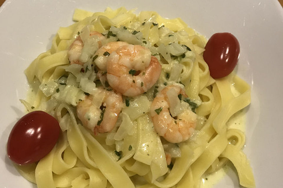 Pasta mit Zitronen - Scampi - Soße