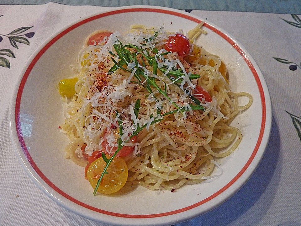 Spaghetti mit Tomaten und Rucola von simone2| Chefkoch