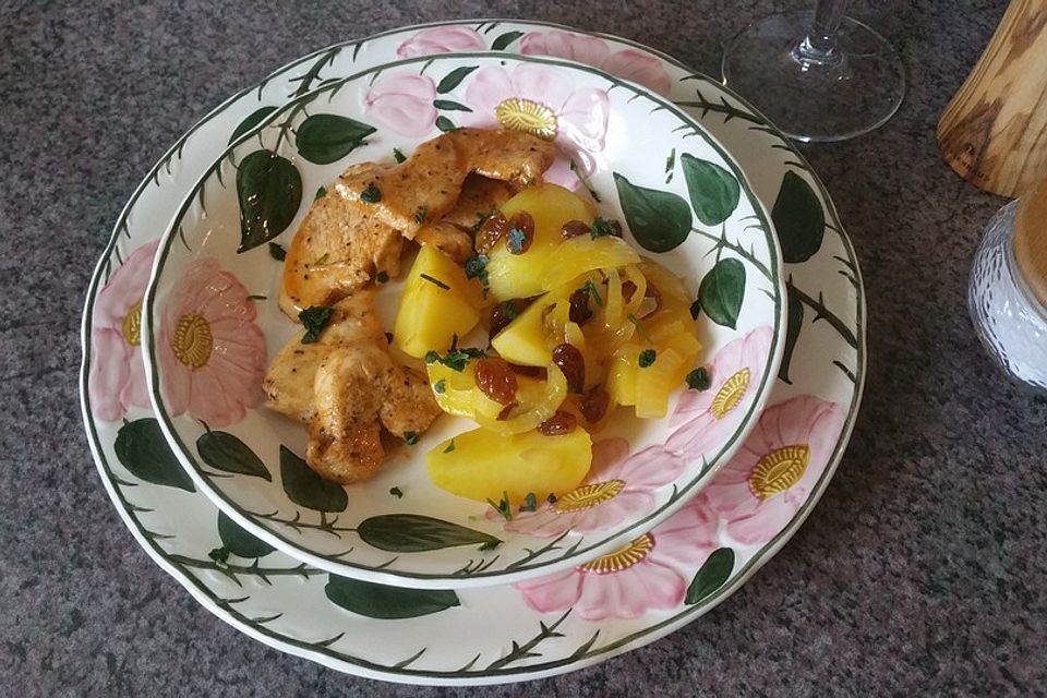 Knoblauchhähnchen mit Orangenkartoffeln