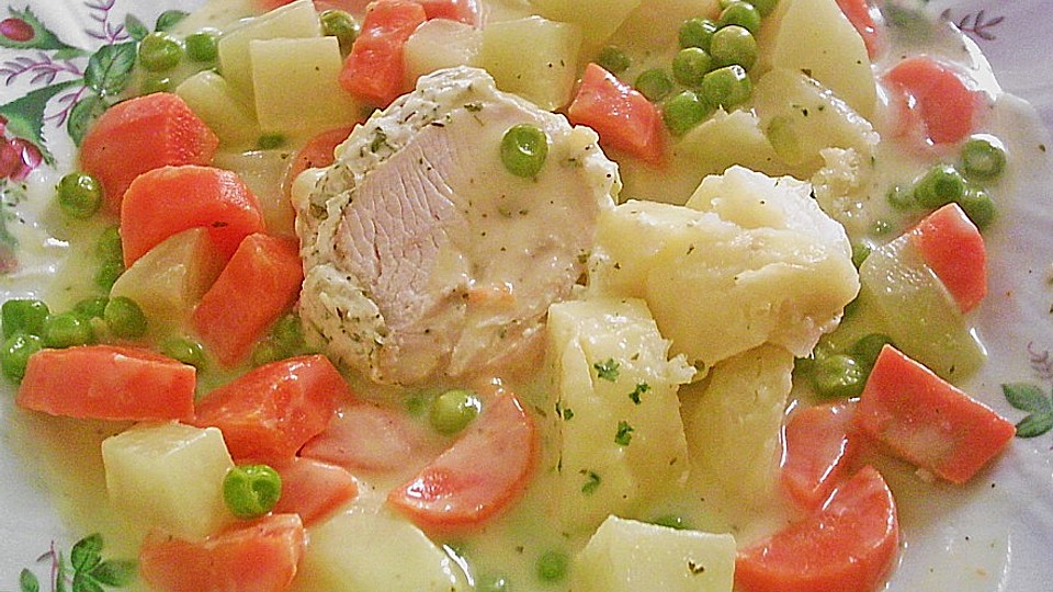 Kräuter-Putenbraten auf Frühlingsgemüse von Elli K.| Chefkoch