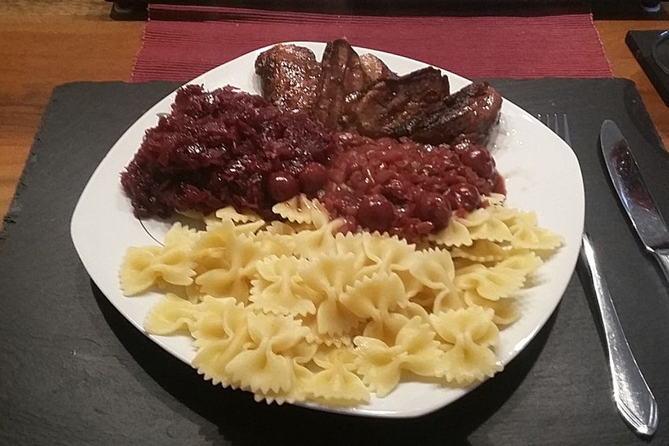 Entenbrust mit Kirsch - Schokoladensauce