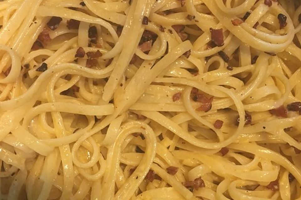 Spaghetti Carbonara, mal ohne Sahne