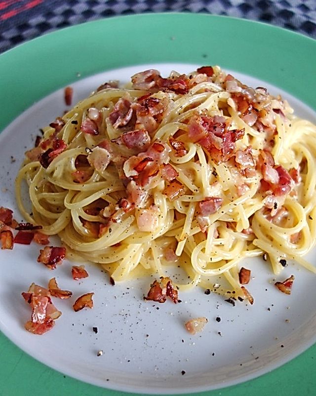 Spaghetti Carbonara, mal ohne Sahne