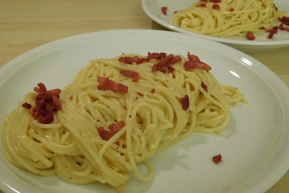 Spaghetti Carbonara, mal ohne Sahne