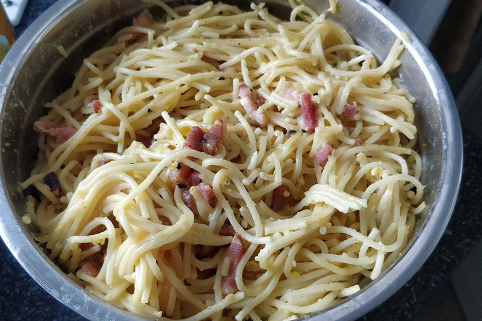 Spaghetti Carbonara, mal ohne Sahne