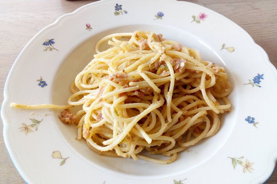 Spaghetti Carbonara, mal ohne Sahne